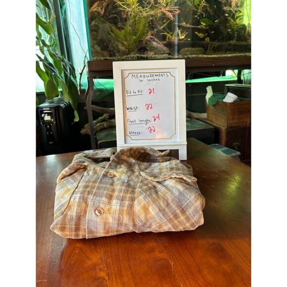 Vintage Pendleton Wool Board Flannel brown Plaid Flap Pockets. Unique Sz m - Picture 8 of 10